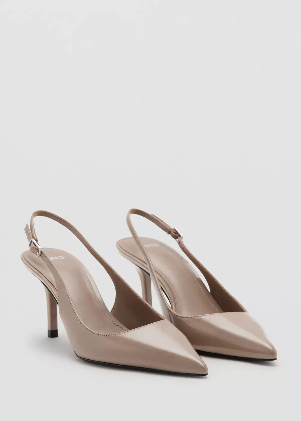 Chaussures à talon en cuir vernis, MANGO