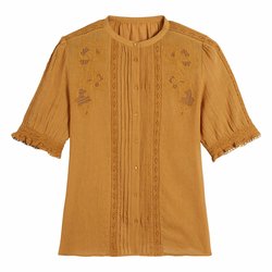 Bluse, Baumwoll-Musselin mit Spitze