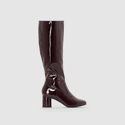 mid heel patent boots