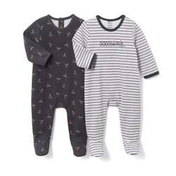 Lote de 2 pijamas estampados de felpa 0 meses - 3 años La Redoute Collections