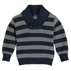 Camisola com gola de rebuço, às riscas, 1 mês-4 anos