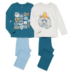 Lote de 2 pijamas em algodão, motivo urso, 3-12 anos