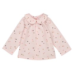 Blusa com gola claudine, mangas compridas, 1 mês-3 anos
