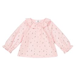 Blusa com gola claudine, estampado folhas, 1 mês-3 anos