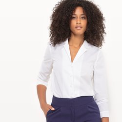 Camisa entallada con cuello sastre, algodón La Redoute Collections