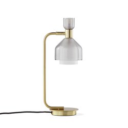 Lampe à poser laiton et verre strié, ari transparent La Lampe à poser laiton et verre strié, ari transparent La