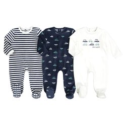 Lote de 3 pijamas em veludo, 0 meses-3 anos