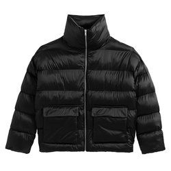 Chaqueta corta acolchada, cuello alto