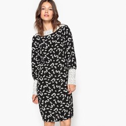 Vestido recto, estampado de abanicos y triángulos MADEMOISELLE R