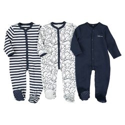 Lote de 3 pijamas em algodão, prematuro-2 anos
