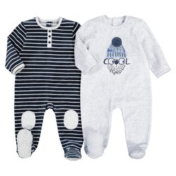 Lote de 2 pijamas, em veludo, 0 meses-3 anos