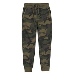 Calças em moletão, estampado camuflagem, 3-14 anos
