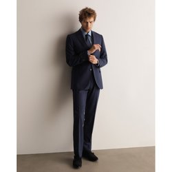 Blazer croisé en pure laine piquée bleu Bruce Field | La Redoute Blazer croisé en pure laine piquée bleu Bruce Field | La Redoute