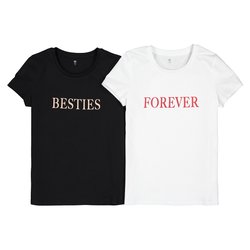 Lote de 2 T-shirts com mensagem, 10-18 anos