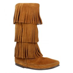 Bottes femme MINNETONKA Layer Fringe Velours Femme Marron MINNETONKA
