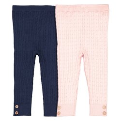 Lote de 2 leggings em malha canelada, 1 mês-3 anos