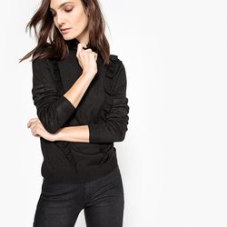 Jersey de cuello vuelto con volantes La Redoute Collections