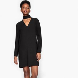 Vestido recto con collarín, de manga larga La Redoute Collections