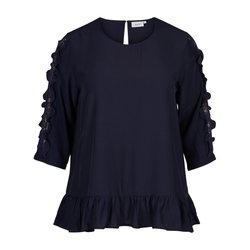 CUPSHE - Camicetta da donna in denim, mini abito a tunica, casual, oversize, autunnale, a maniche lunghe, orlo sfilacciato, con tasche, Blu scuro, XS
