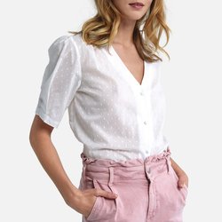 Bluse, V-Ausschnitt und kurze Ärmel