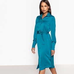 Vestido liso recto con largo midi 3/4 La Redoute Collections