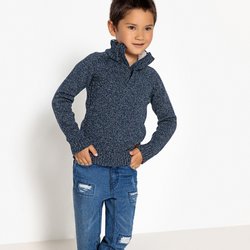 Camisola quente, gola com fecho, 3-12 anos
