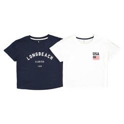 Lote de 2 t-shirts curtas, 10-18 anos