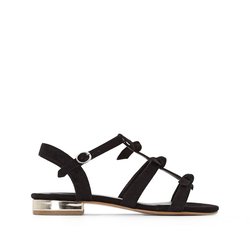 Chaussures cuir noir femme | La Redoute Sandales cuir détail nœuds La Redoute Collections
