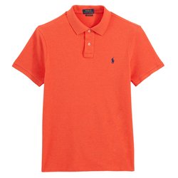 Polo direito, custom fit, em malha piqué
