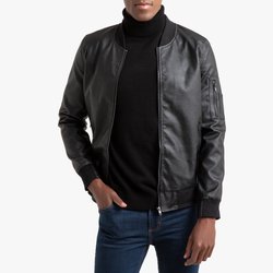 Blusão estilo bomber, em imitação pele