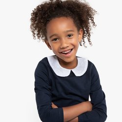 Camisola de mangas compridas com gola Claudine, 3-12 anos