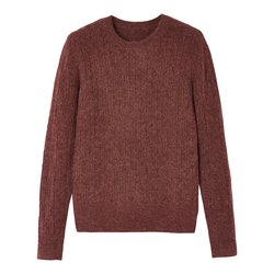 Camisola de gola redonda, em malha fina ajurada
