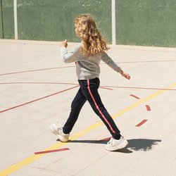 Calças em moletão, barras dos lados, 2-12 anos