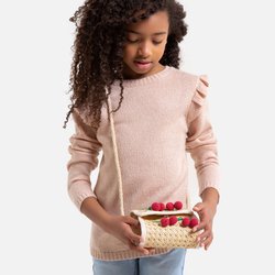 Camisola com folhos, 3-12 anos