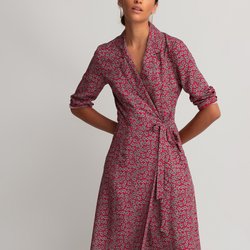 Geblümtes Wickelkleid mit 3/4-Ärmeln
