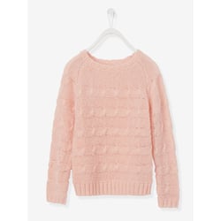 Pull Fille à Volants Et Torsades VERTBAUDET - Maille Ultra Douce, Encolure Ronde, Manches Longues - Pour Un Look Hivernal Fantaisie Et Chaleureux