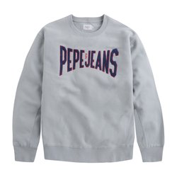Sweat de gola redonda, estampado à frente, puro algodão