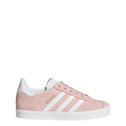 pale pink gazelle suede trainers