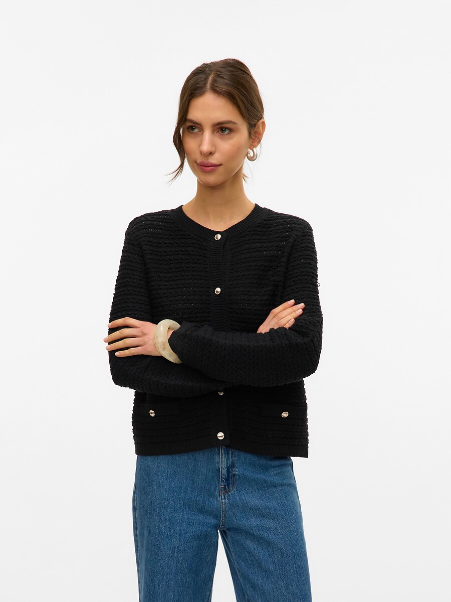 Crew Neck Buttoned Cardigan, VERO MODA