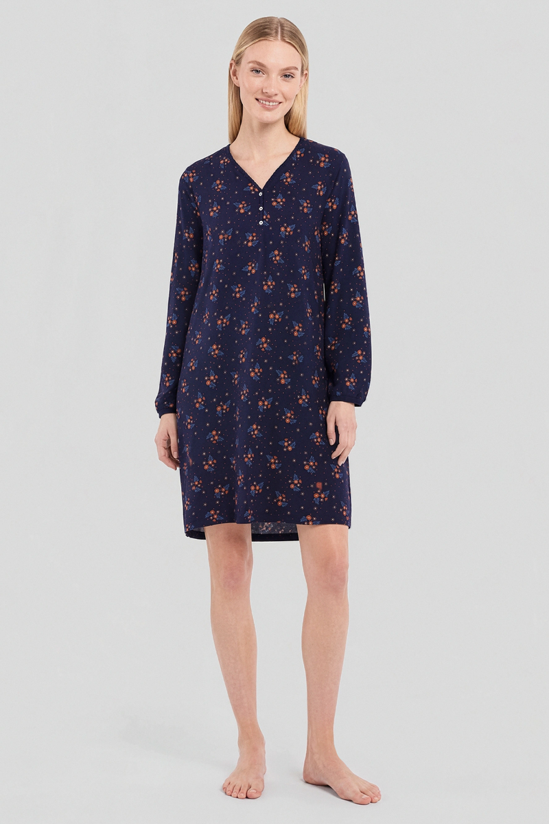 Chemise de nuit à imprimé  - coton, ARMOR-LUX
