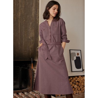Robe droite flanelle, longue, manches longues ANNE WEYBURN