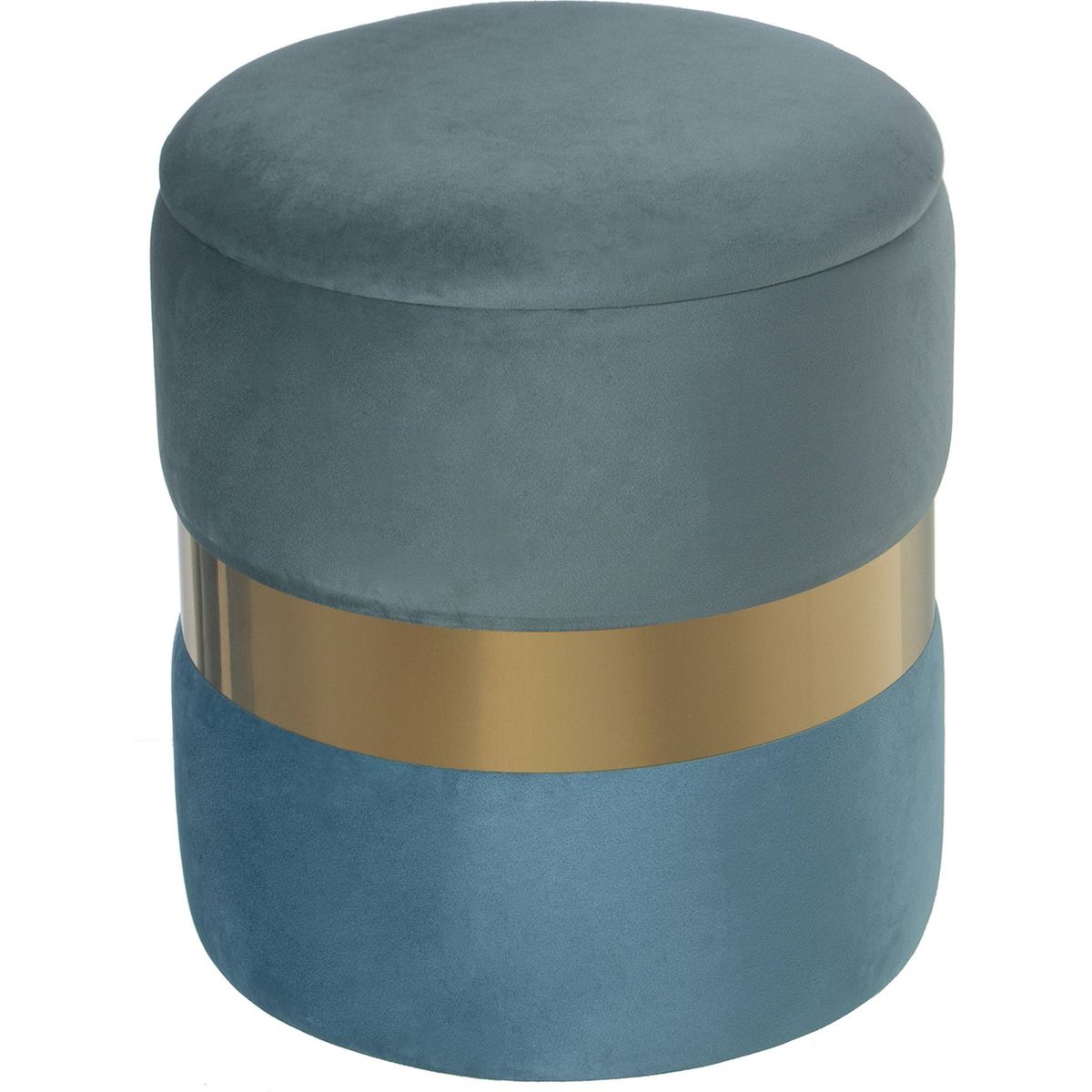 Tabouret - Décor - DEC026358 - Velours gris clair - Base métallique dorée - Design élégant
