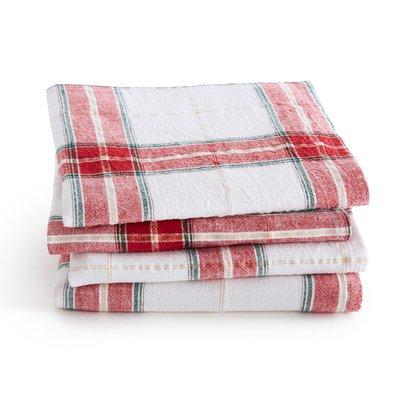 Set of 4 Thanksgiving Checked Linen and Cotton Blend Table Napkins LA REDOUTE INTERIEURS