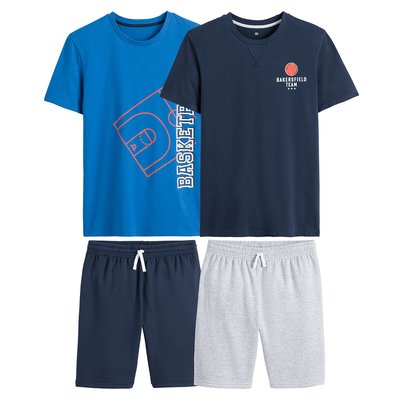 Pack of 2 Short Pyjamas in Basketball Print LA REDOUTE COLLECTIONS