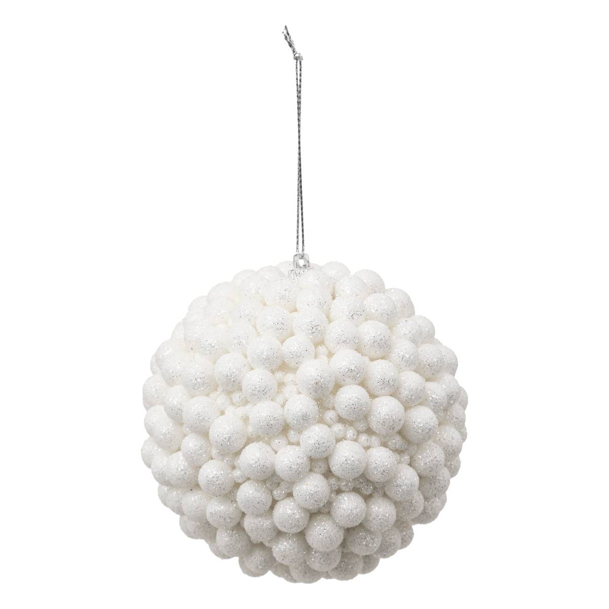 Boule de Noël billes blanche D. 10 cm, FEERIC LIGHTS & CHRISTMAS