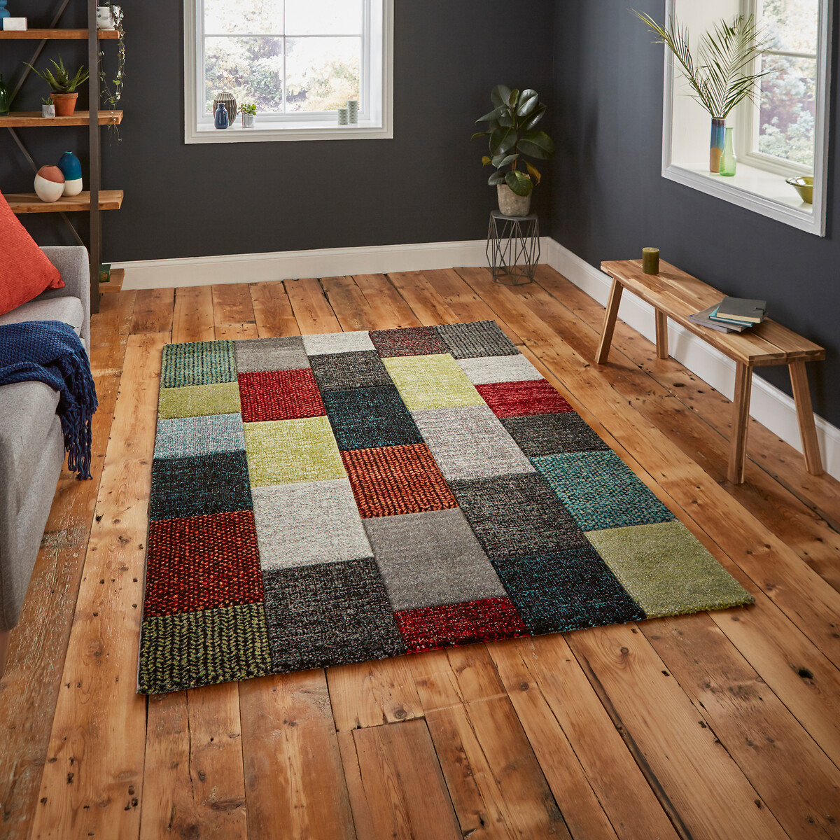 Geometric Brick Tile Print Rug, SO'HOME