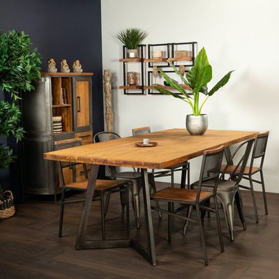 Table salle à manger en bois recyclé pieds en métal forme moderne design contemporain 220 cm CLEVELAND PIER IMPORT
