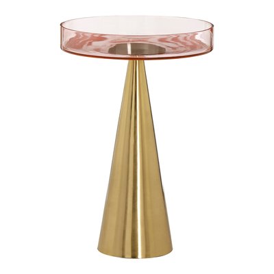 Large Martini Side Table with Glass Top in a Pink Gold Finish SO'HOME