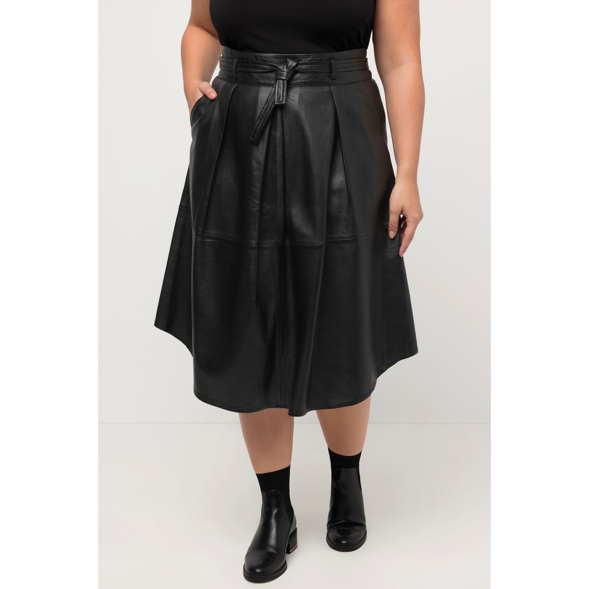 Jupe midi shop cuir noir