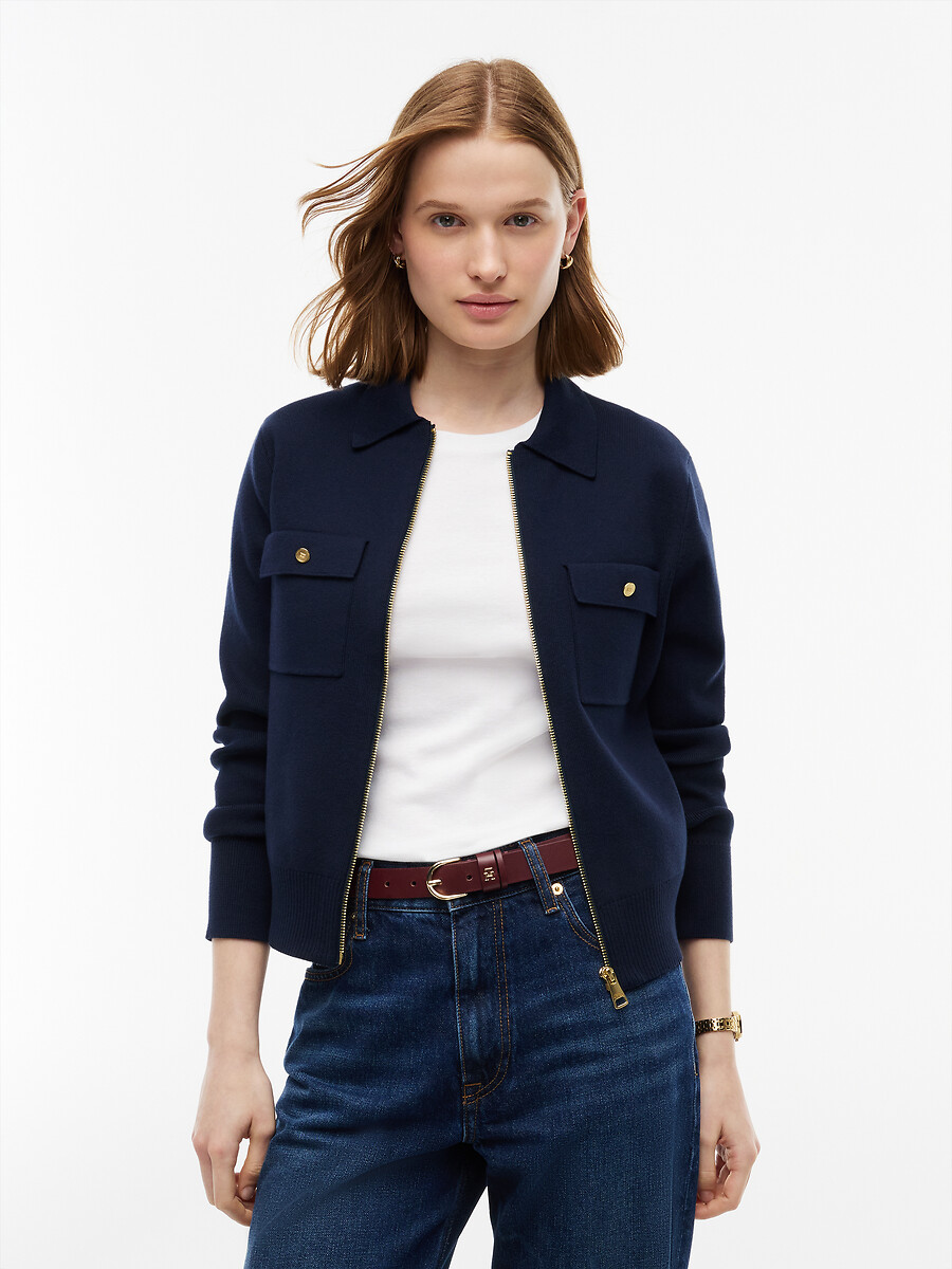 Cardigan mit Polokragen und Reissverschluss, TOMMY HILFIGER